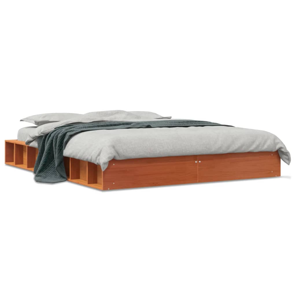 vidaXL Bed Frame without Mattress Wax Brown 120x190 cm Small Double Solid Wood Pine