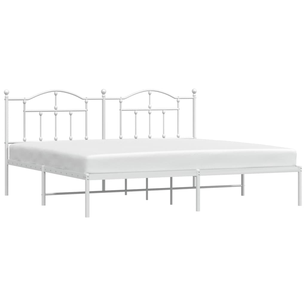 vidaXL Metal Bed Frame without Mattress with Headboard White 193x203 cm