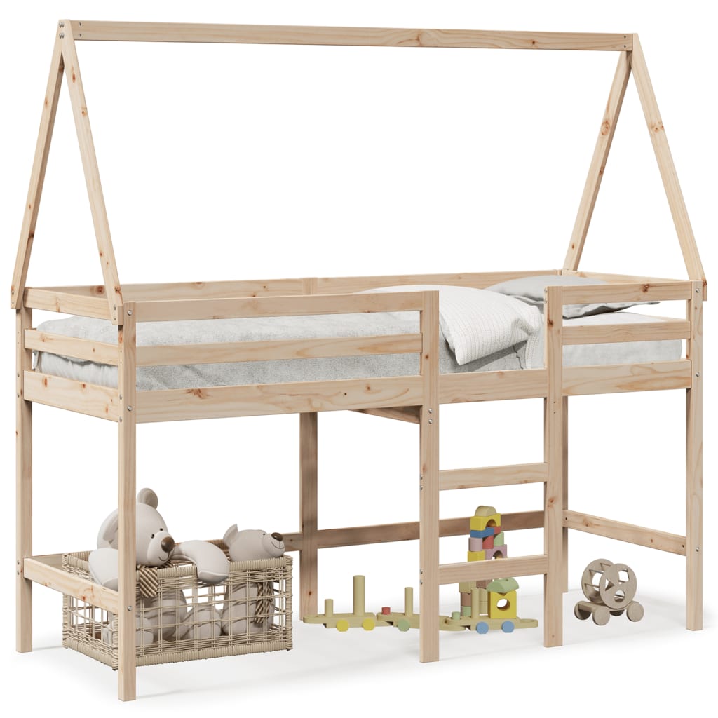 vidaXL Loft Bed with Ladder and Roof without Mattress 80x200 cm