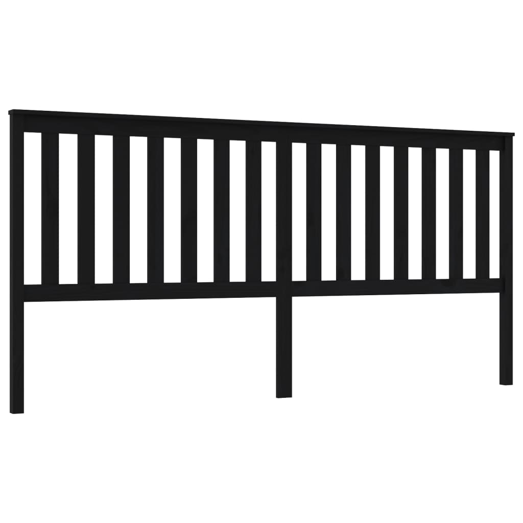 vidaXL Bed Headboard Black 206x6x101 cm Solid Wood Pine