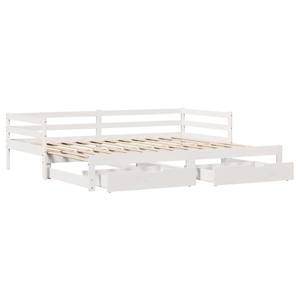 vidaXL Daybed with Trundle and Drawers without Mattress White 90x200 cm