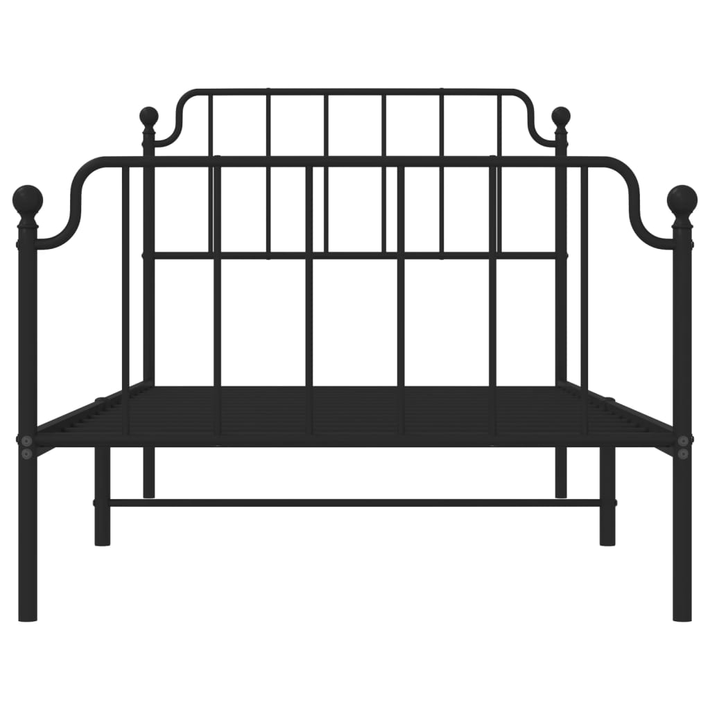 vidaXL Metal Bed Frame without Mattress with Footboard Black 100x190 cm