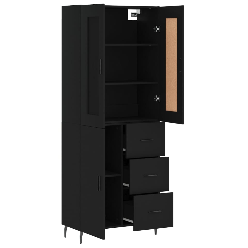 vidaXL Highboard Black 69.5x34x180 cm Engineered Wood