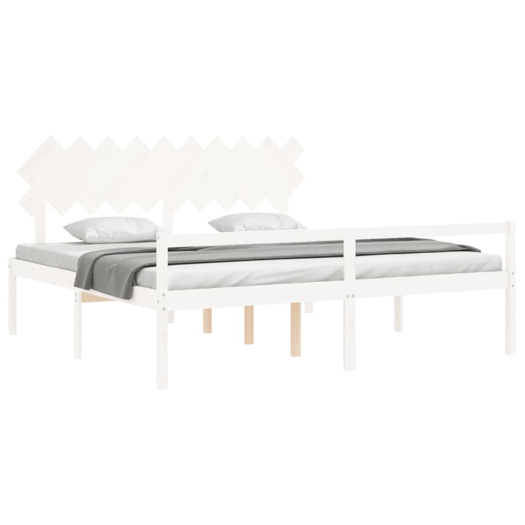 vidaXL Senior Bed without Mattress White 200x200 cm Solid Wood