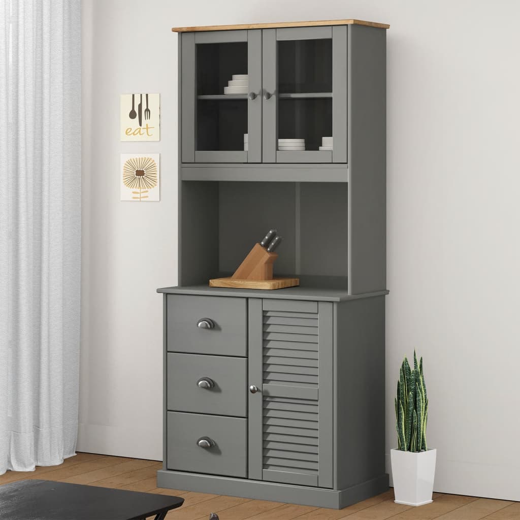 vidaXL Dresser Top VIGO Grey 78x30x100 cm Solid Wood Pine