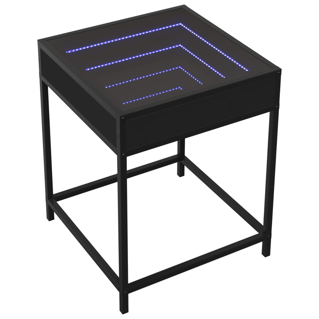 vidaXL Coffee Table with Infinity LED Black 40x40x51 cm