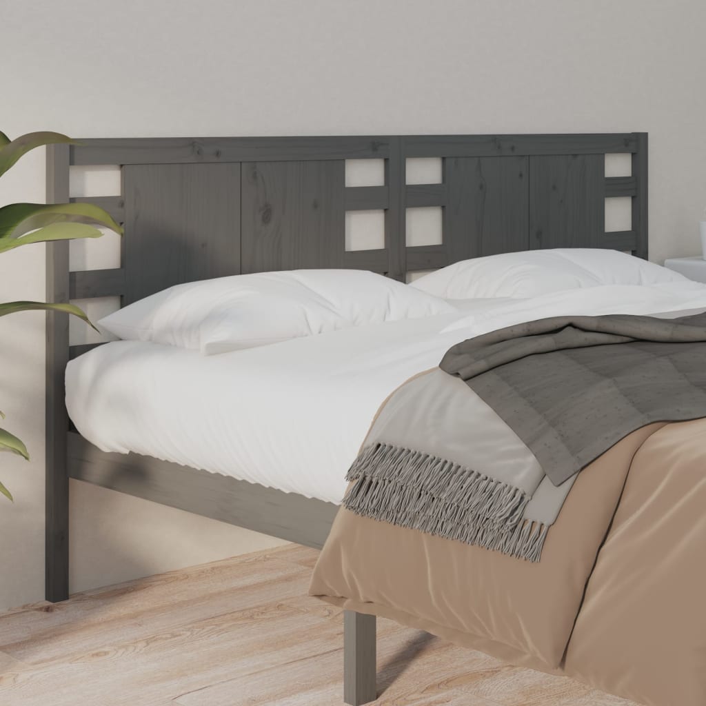 vidaXL Headboard Grey 146x4x100 cm Solid Wood Pine