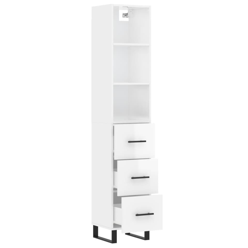 vidaXL Highboard High Gloss White 34.5x34x180 cm Engineered Wood