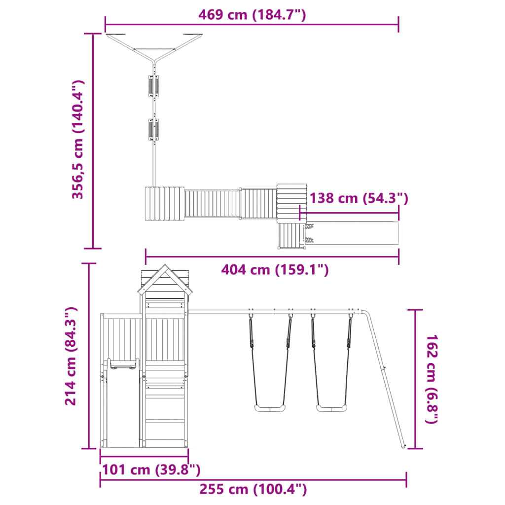 vidaXL Outdoor Playset Impregnated Wood Pine