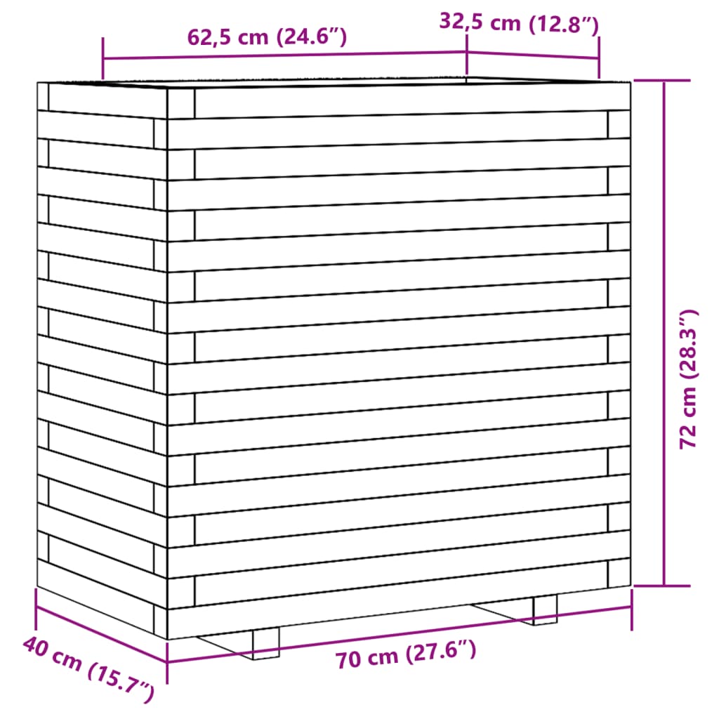 vidaXL Garden Planter White 70x40x72 cm Solid Wood Pine