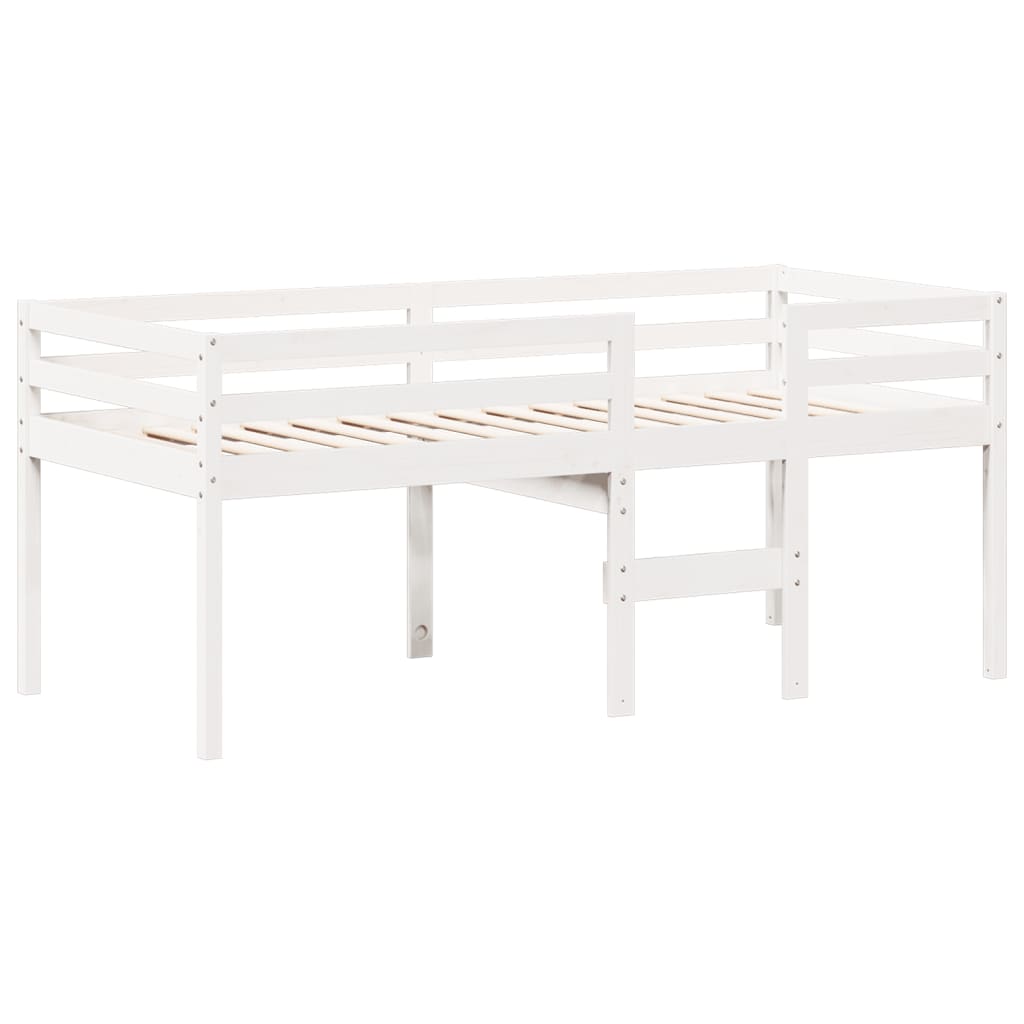 vidaXL High Sleeper Bed without Mattress White 75x190 cm Small Single Solid Wood Pine