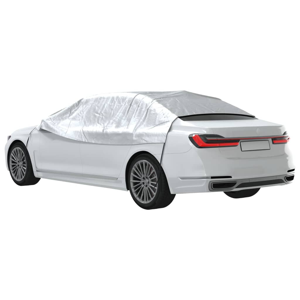 vidaXL Half Car Cover with Hooks Silver M