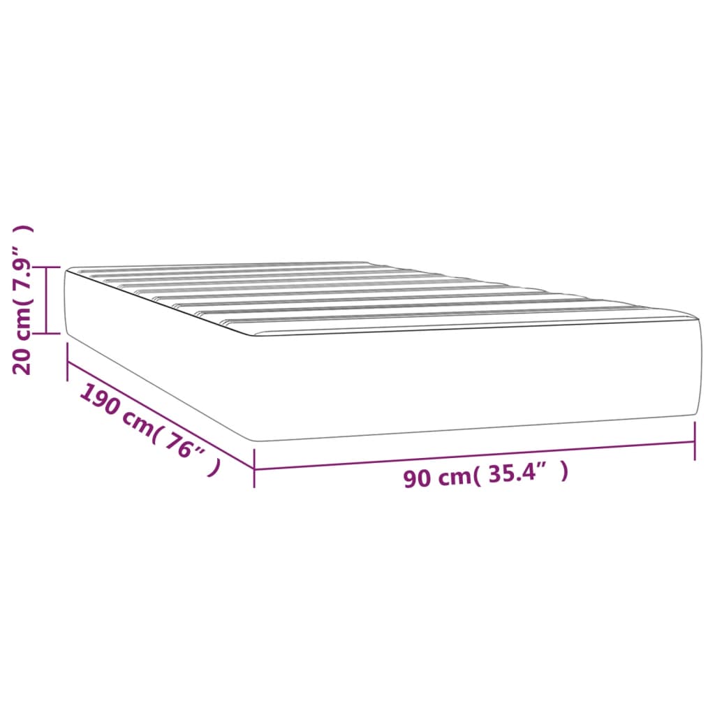 vidaXL Pocket Spring Bed Mattress Grey 90x190x20 cm Faux Leather