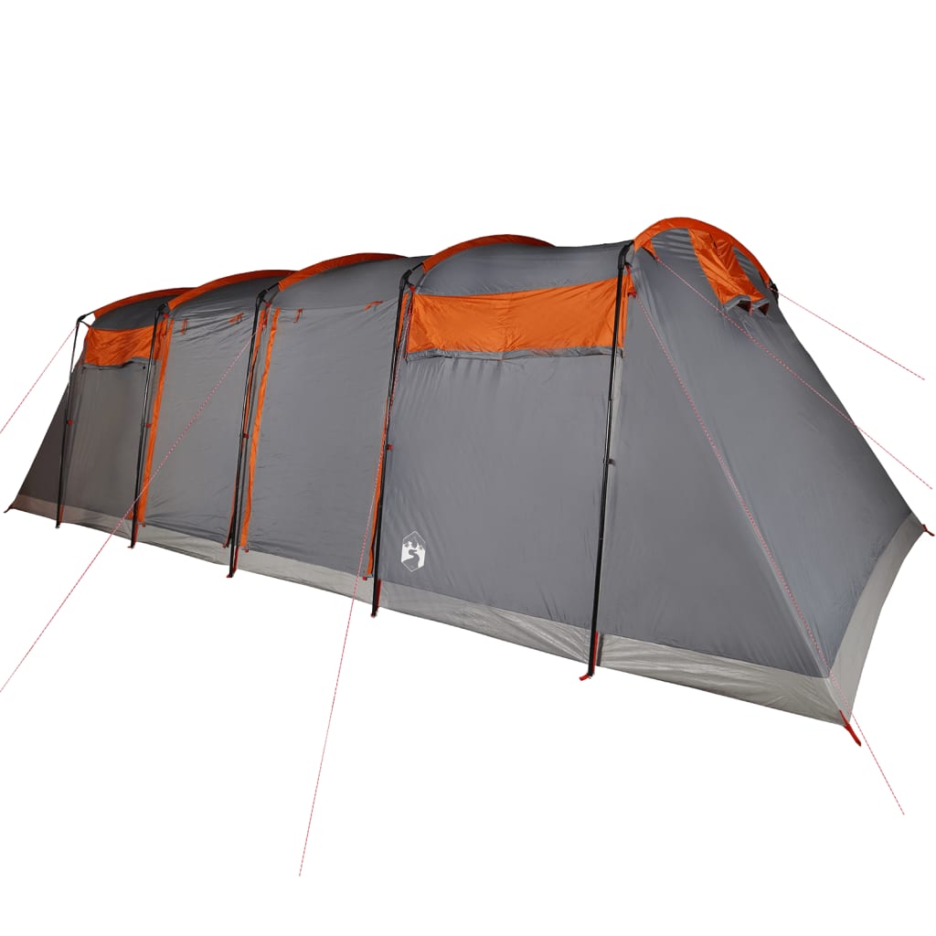 vidaXL Family Tent Tunnel 10-Person Grey and Orange Waterproof