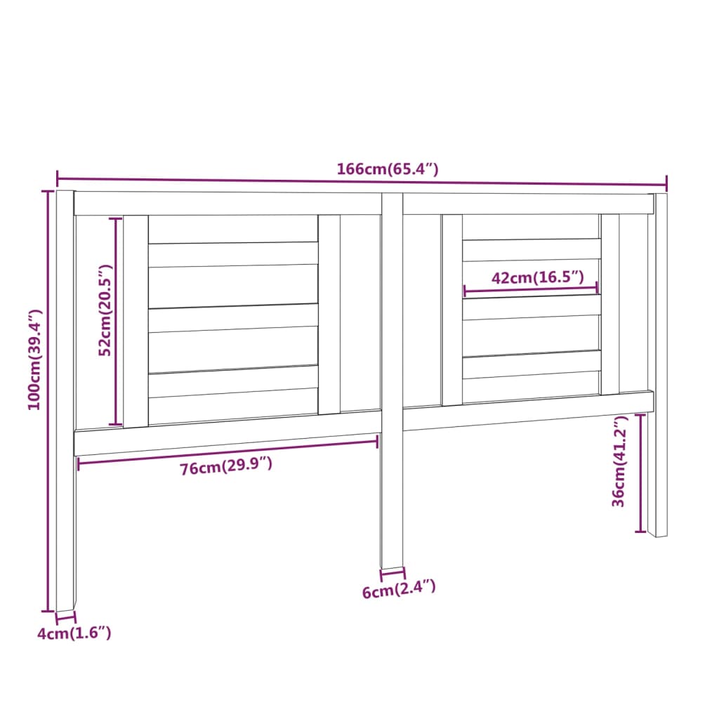 vidaXL Bed Headboard 166x4x100 cm Solid Wood Pine