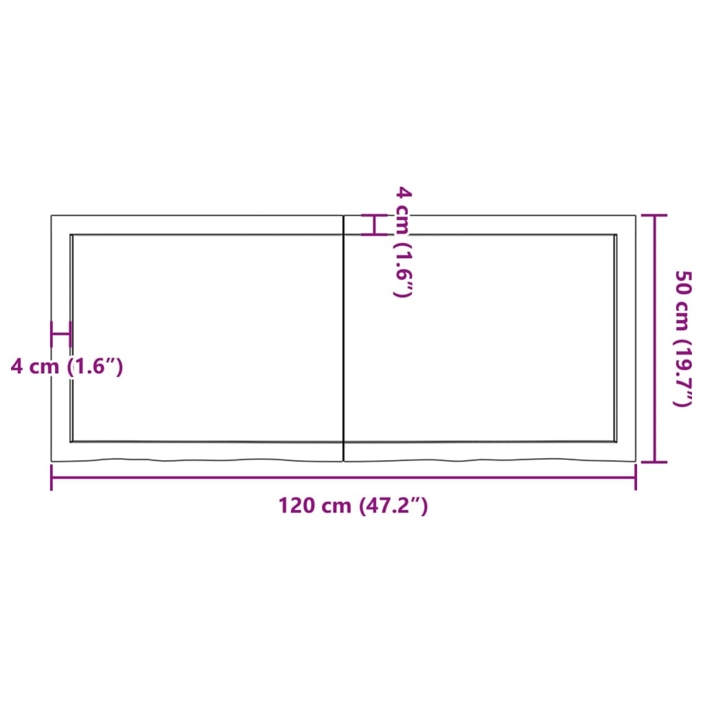 vidaXL Wall Shelf Light Brown 120x50x(2-4) cm Treated Solid Wood Oak