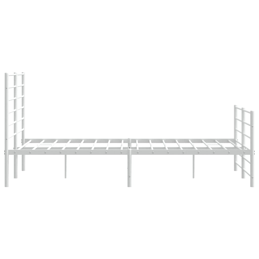 vidaXL Metal Bed Frame without Mattress with Footboard White 150x200 cm King Size