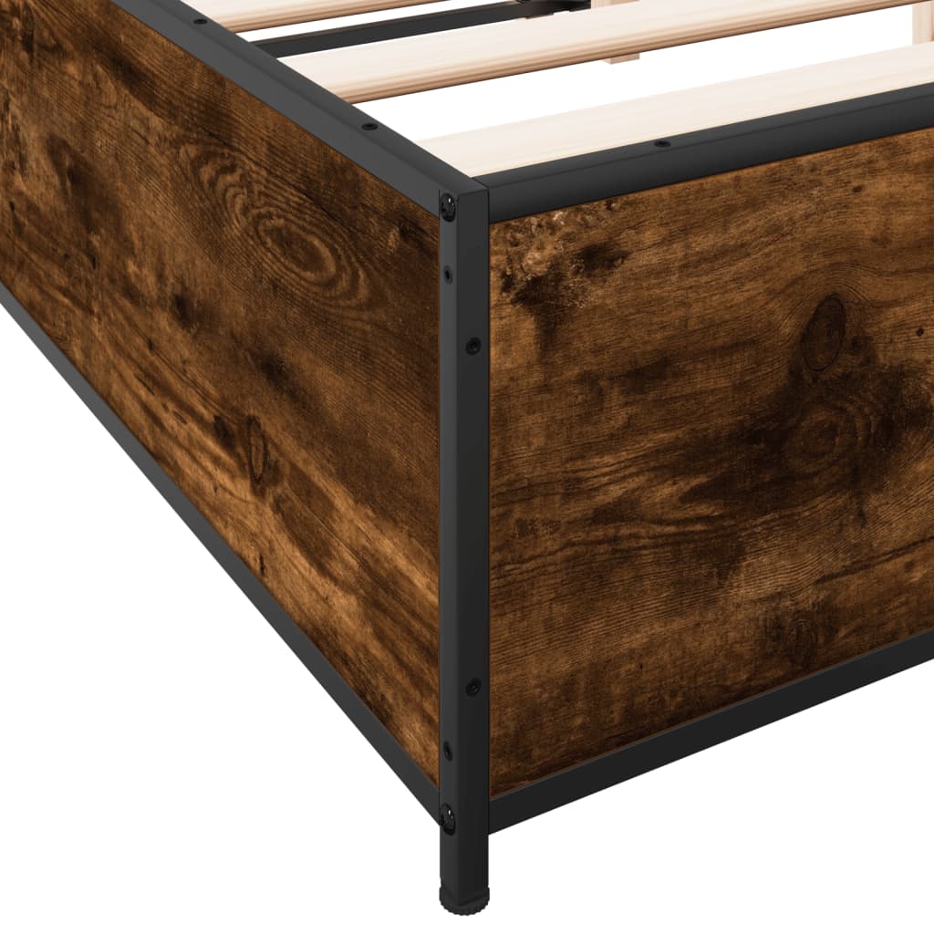 vidaXL Bed Frame without Mattress Smoked Oak 120x190 cm Small Double