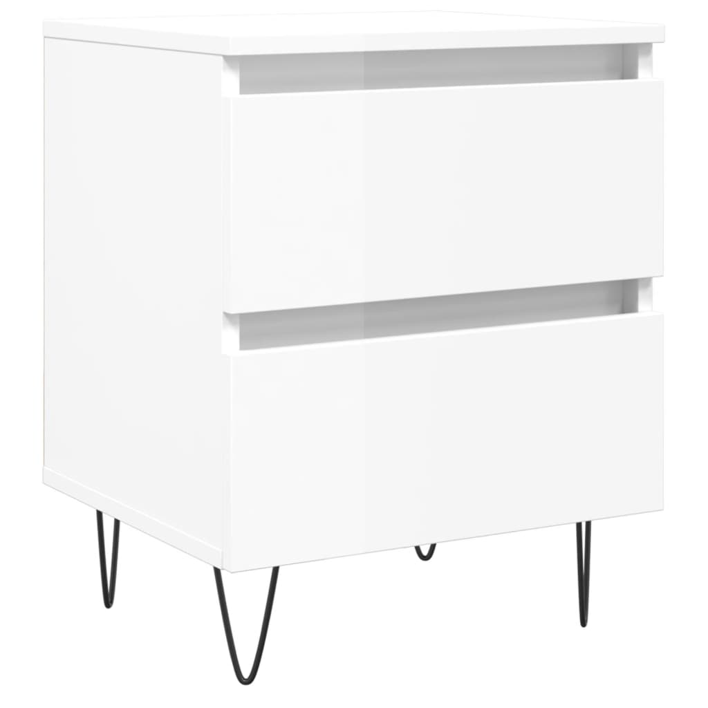 vidaXL Bedside Cabinet High Gloss White 40x35x50 cm Engineered Wood