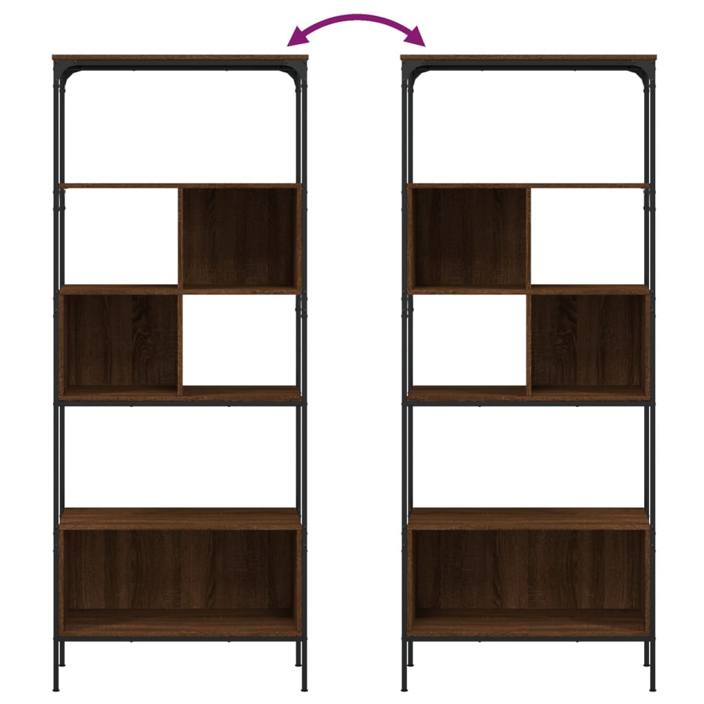 vidaXL Bookcase 5-Tier Brown Oak 76x33x188.5 cm Engineered Wood