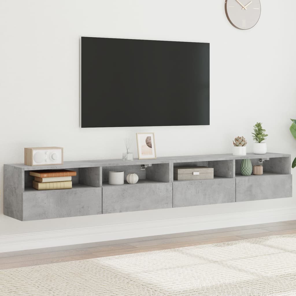 vidaXL TV Wall Cabinets 2 pcs Concrete Grey 100x30x30 cm Engineered Wood