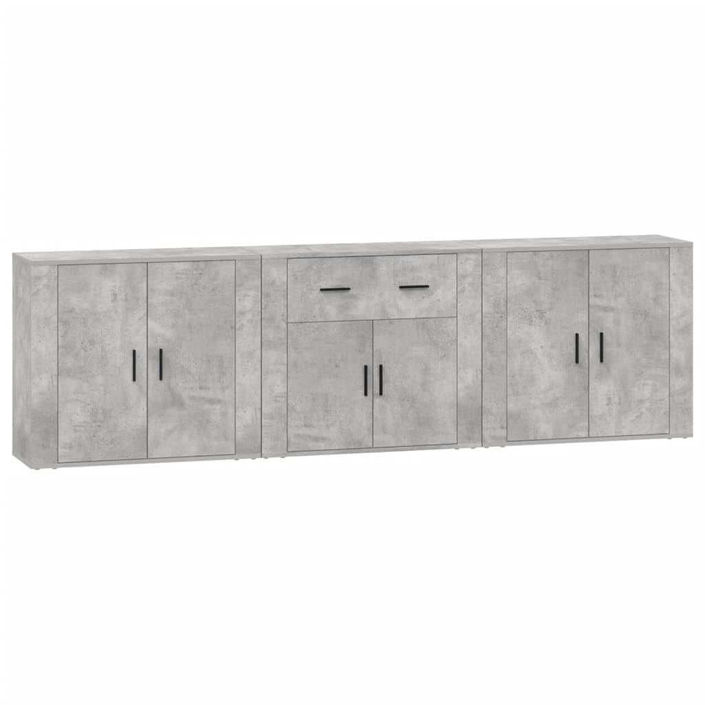 vidaXL Sideboards 3 pcs Concrete Grey Engineered Wood