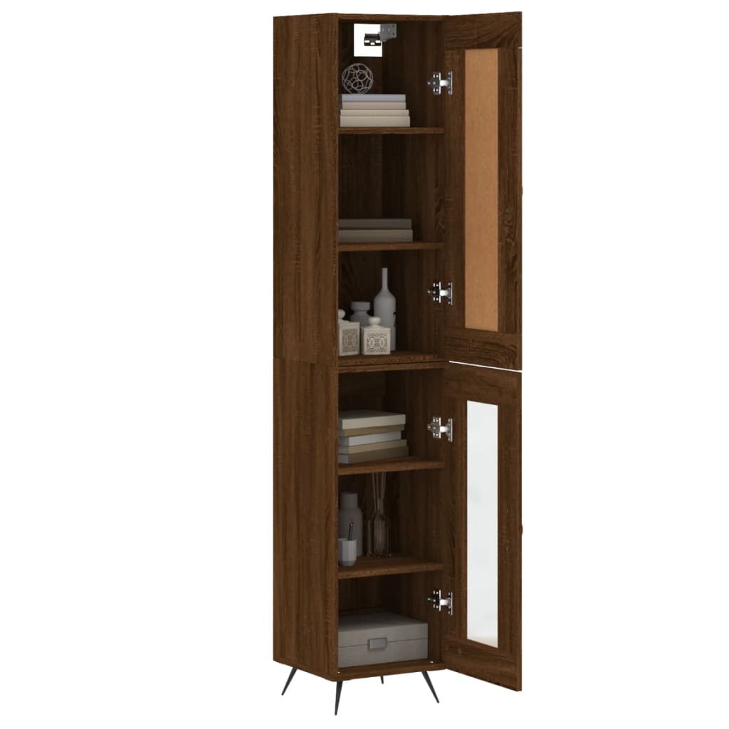 vidaXL Highboard Brown Oak 34.5x34x180 cm Engineered Wood