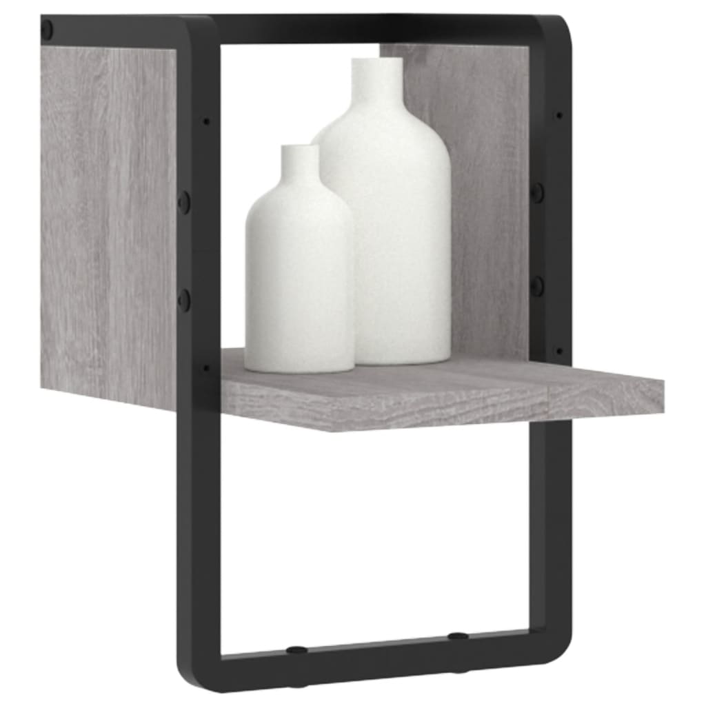 vidaXL Wall Shelf with Bar Grey Sonoma 20x25x30 cm