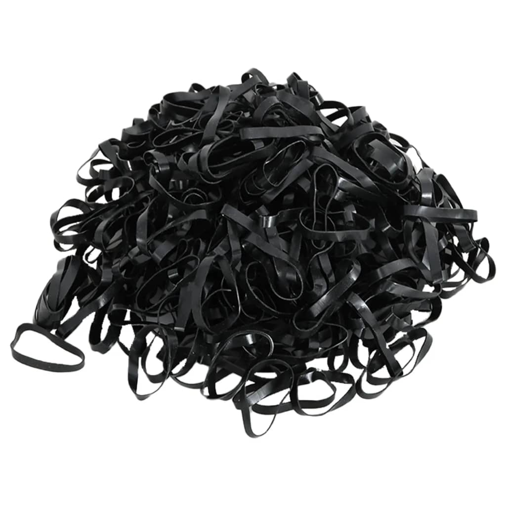 vidaXL Braiding Bands for Horse 1500 pcs Black Silicone