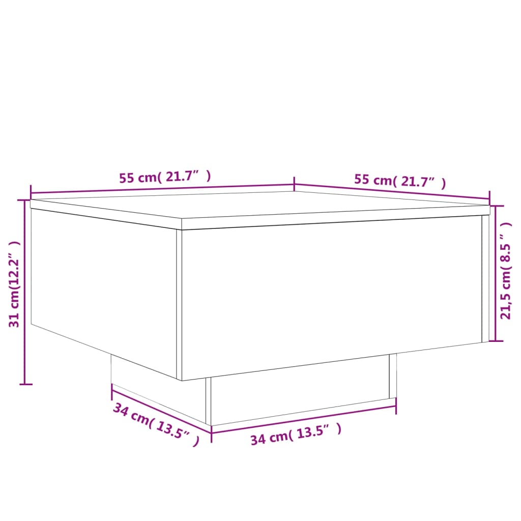 vidaXL Coffee Table Black 55x55x31 cm Engineered Wood