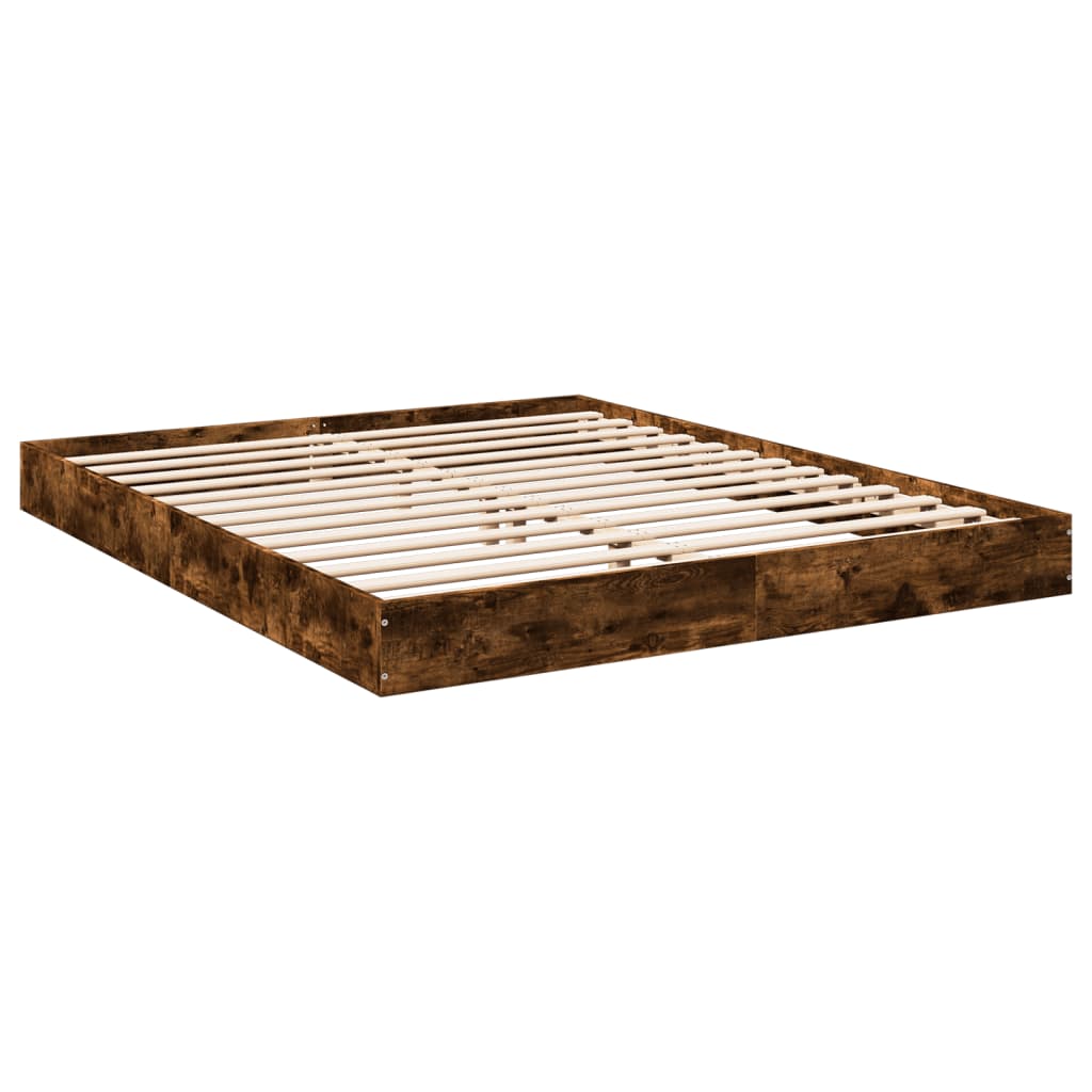 vidaXL Bed Frame without Mattress Smoked Oak 160x200 cm Engineered Wood