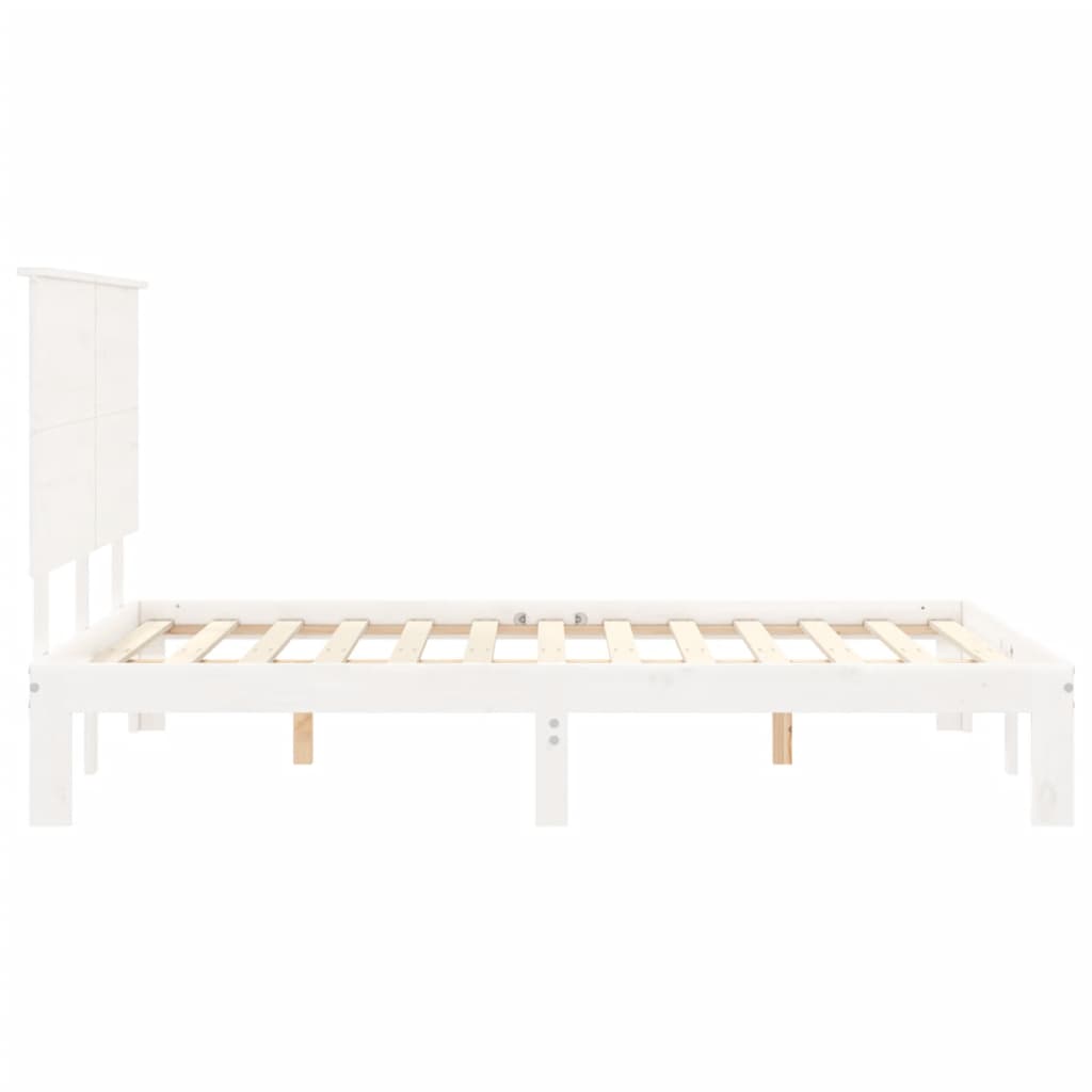 vidaXL Bed Frame without Mattress White Double Solid Wood Pine