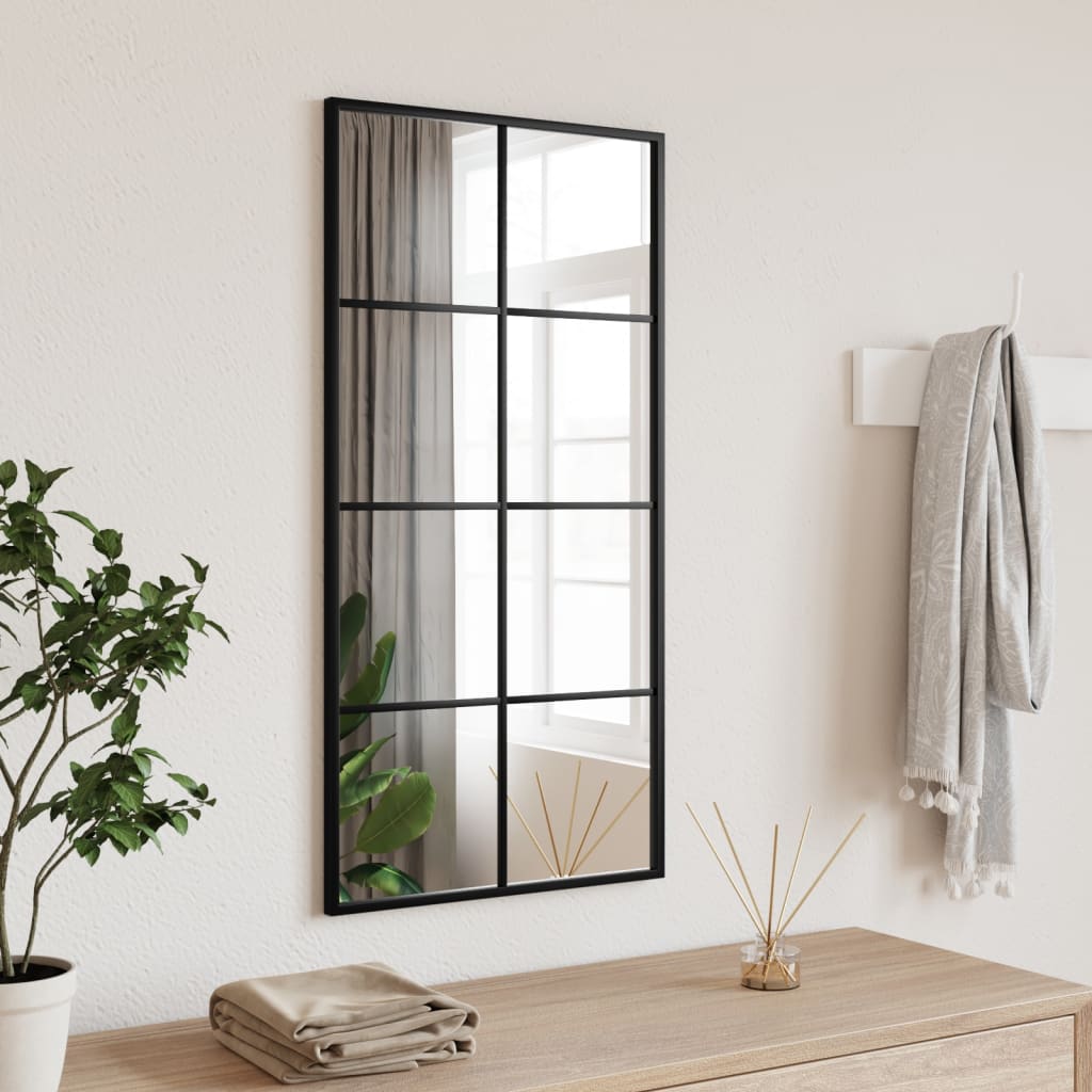 vidaXL Wall Mirror Black 40x80 cm Rectangle Iron