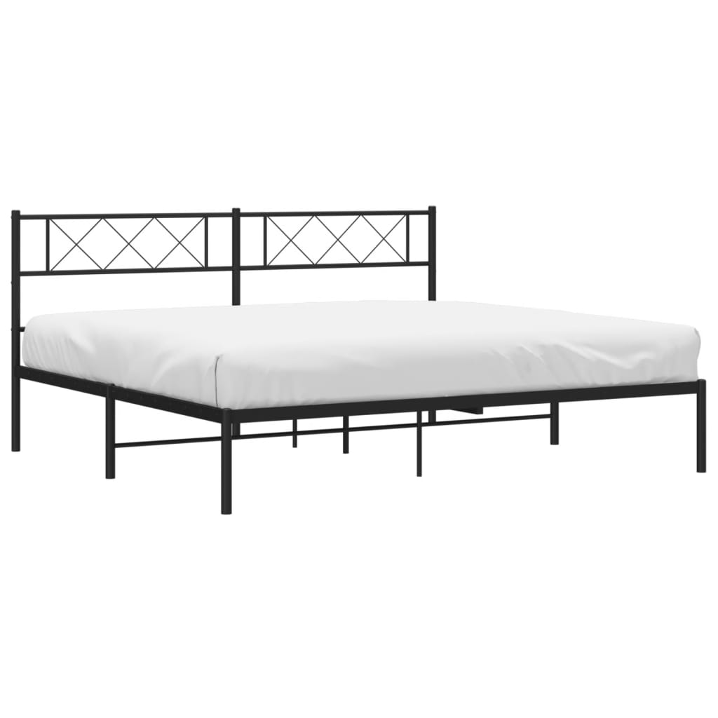 vidaXL Metal Bed Frame with Headboard Black 193x203 cm