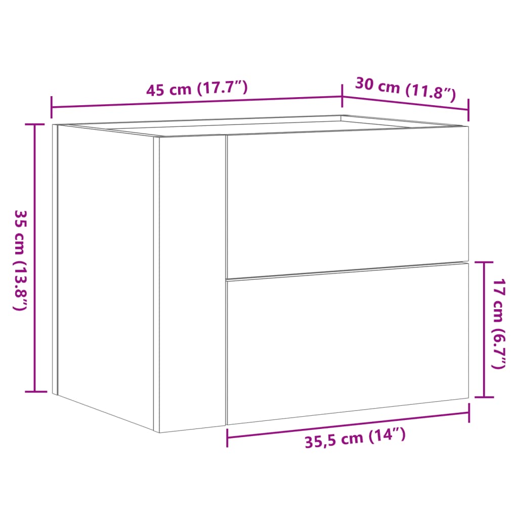 vidaXL Wall-mounted Bedside Cabinets 2 pcs White 45x30x35 cm