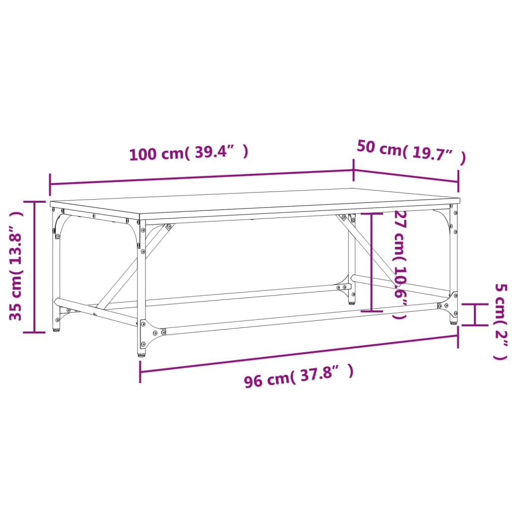 vidaXL Coffee Table Black 100x50x35 cm Engineered Wood