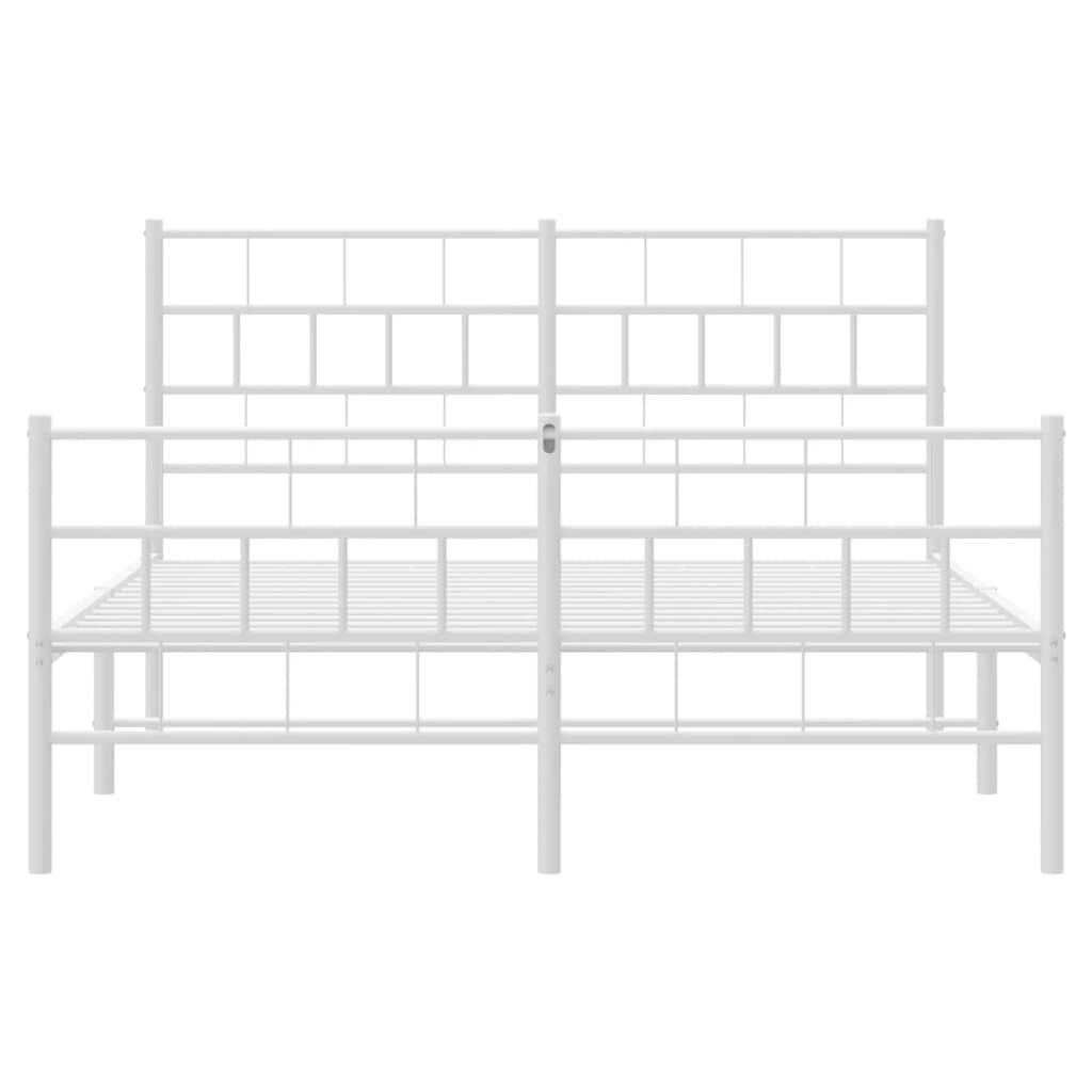 vidaXL Metal Bed Frame without Mattress with Footboard White 150x200 cm King Size