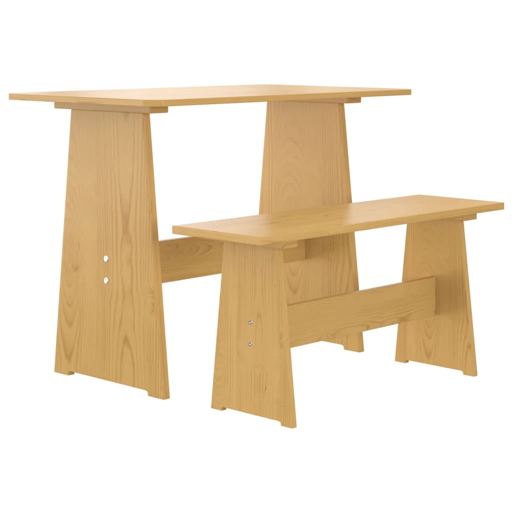 vidaXL Dining Table with Bench REINE Honey Brown Solid Wood Pine