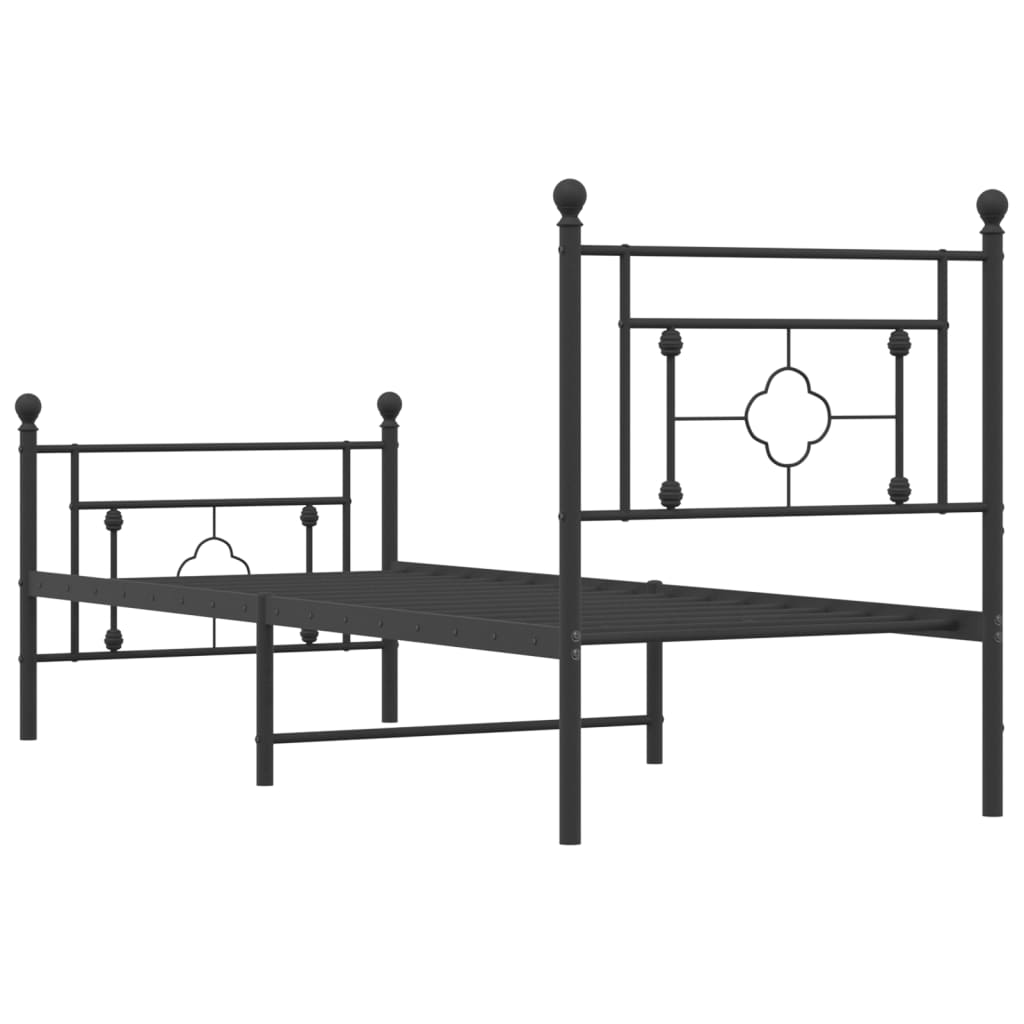 vidaXL Metal Bed Frame without Mattress with Footboard Black 80x200 cm