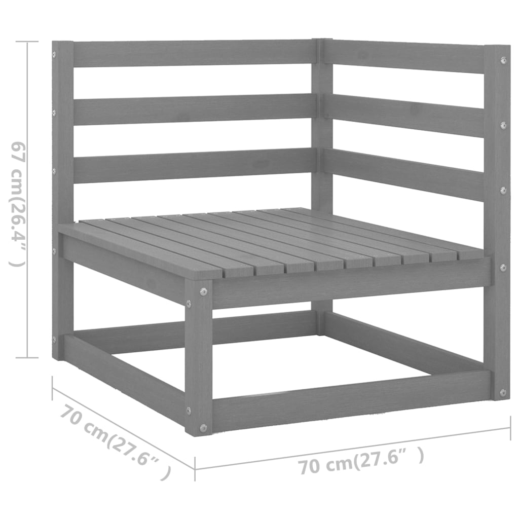 vidaXL 9 Piece Garden Lounge Set Grey Solid Pinewood