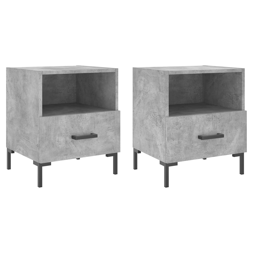 vidaXL Bedside Cabinets 2 pcs Concrete Grey 40x35x47.5 cm Engineered Wood