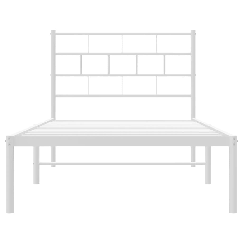 vidaXL Metal Bed Frame without Mattress with Headboard White 100x190 cm