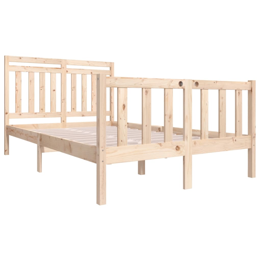 vidaXL Bed Frame without Mattress Solid Wood 140x190 cm (810062+814094)