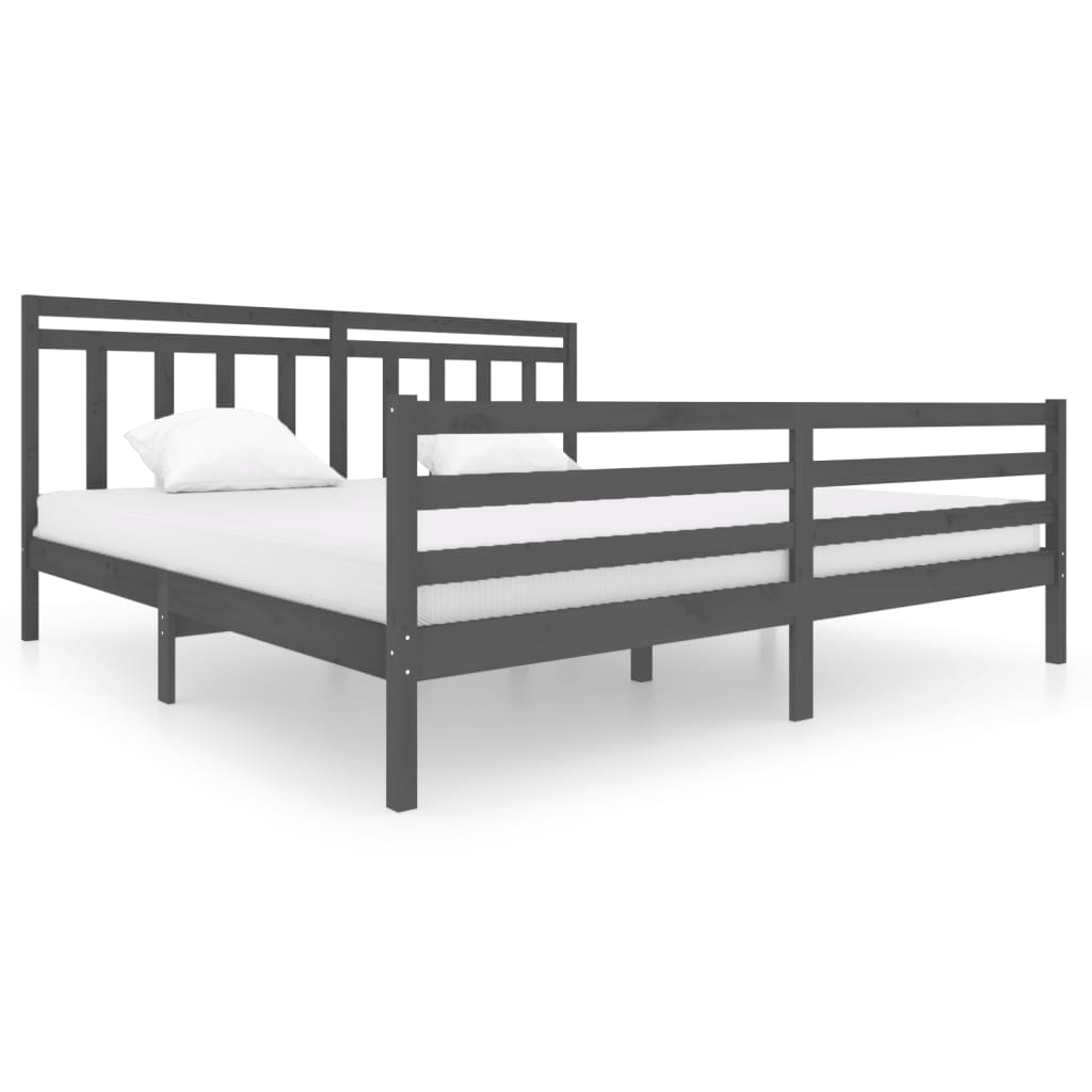 vidaXL Bed Frame without Mattress Grey Solid Wood 200x200 cm (810452+814116)