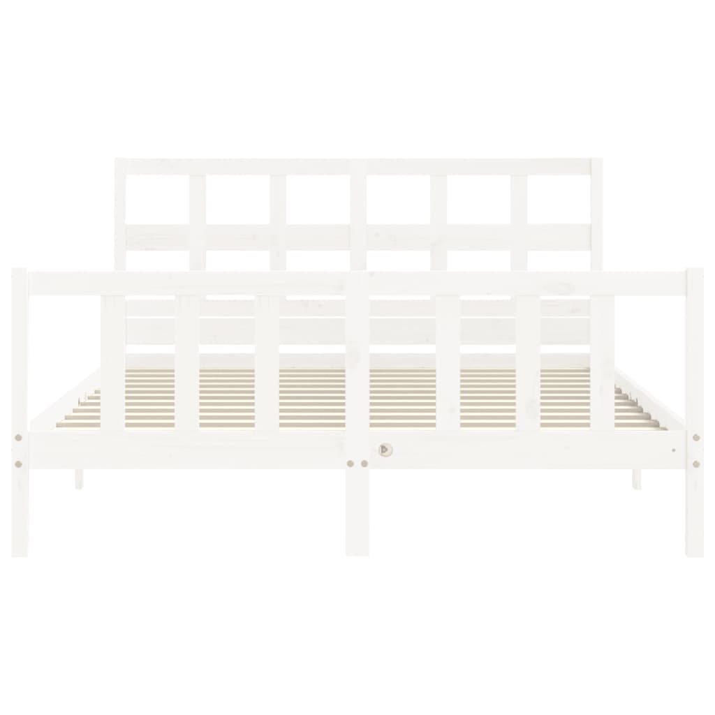 vidaXL Bed Frame without Mattress White King Size Solid Wood Pine