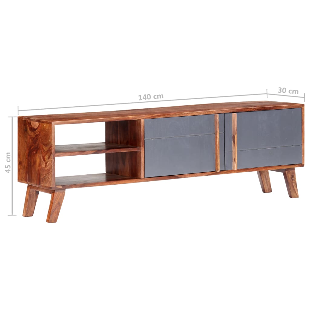 vidaXL TV Cabinet Grey 140x30x45 cm Solid Wood