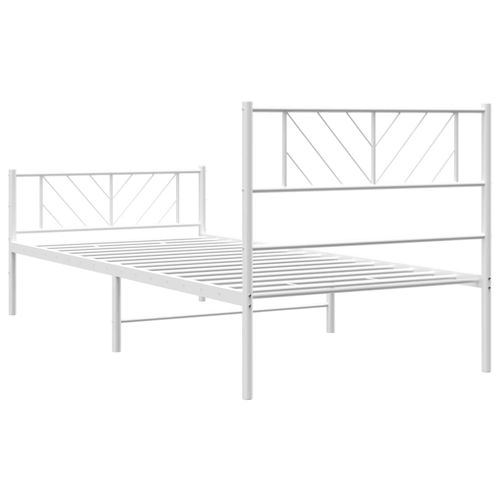 vidaXL Metal Bed Frame without Mattress with Footboard White 80x200 cm