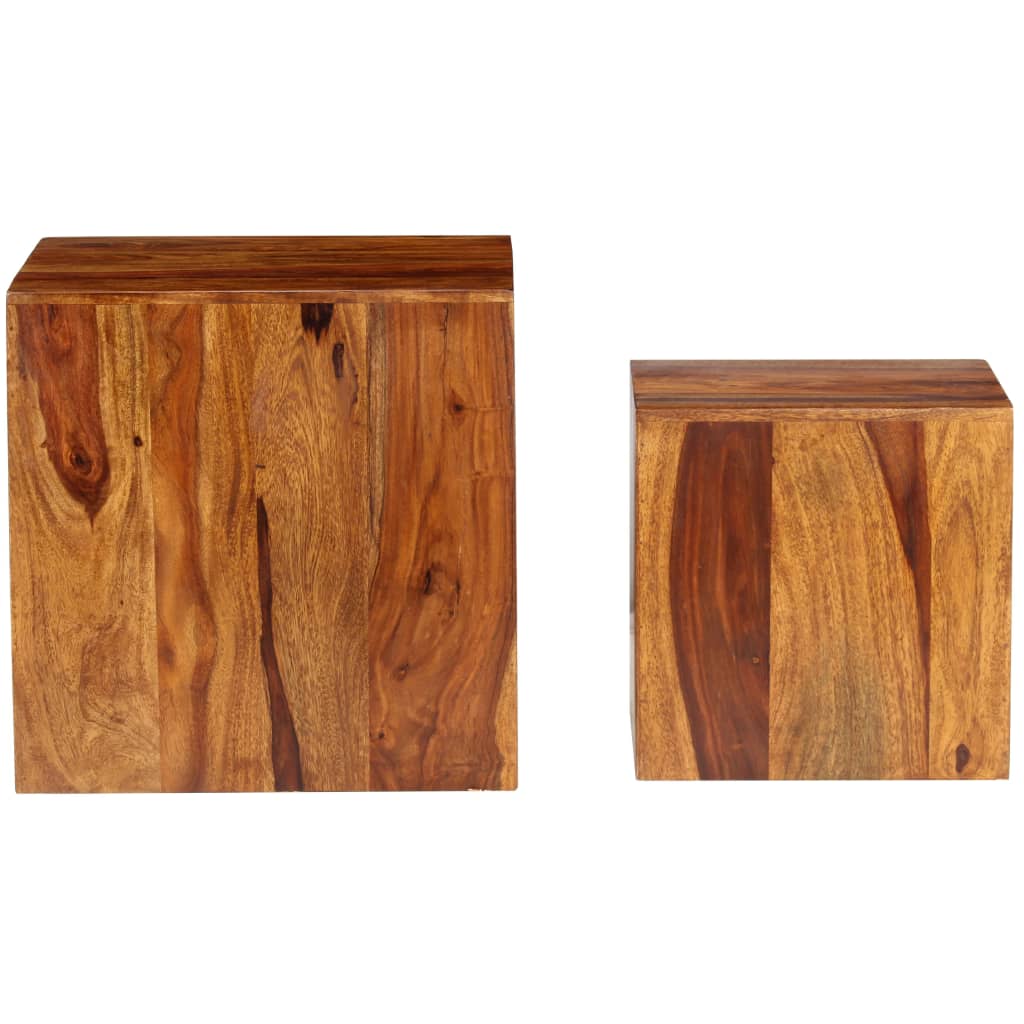 vidaXL Coffee Table Set 2 Pieces Solid Sheesham Wood 40x40x40 cm