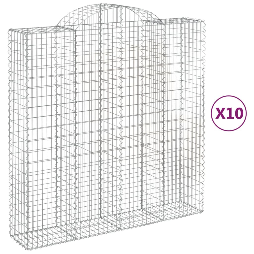 vidaXL Arched Gabion Baskets 10 pcs 200x50x200/220 cm Galvanised Iron