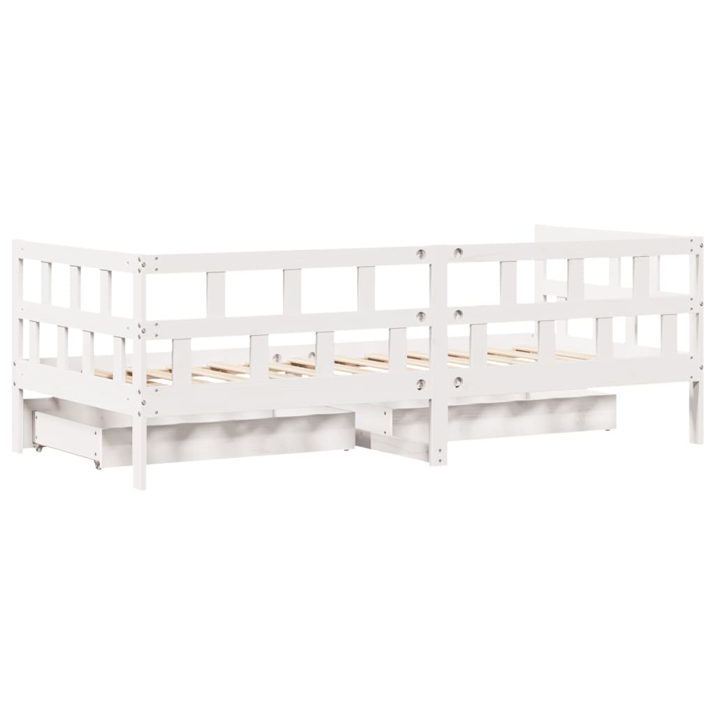 vidaXL Daybed with Drawers without Mattress White 90x200 cm Solid Wood